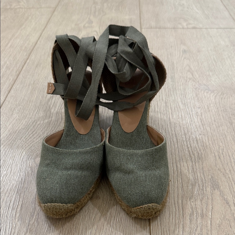 Castaner Olive Espadrille Wedges